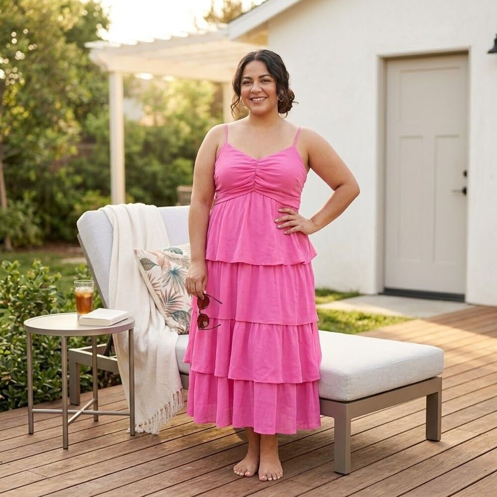 Women's Tiered Ruffle Maxi A-Line Dress - A New Day